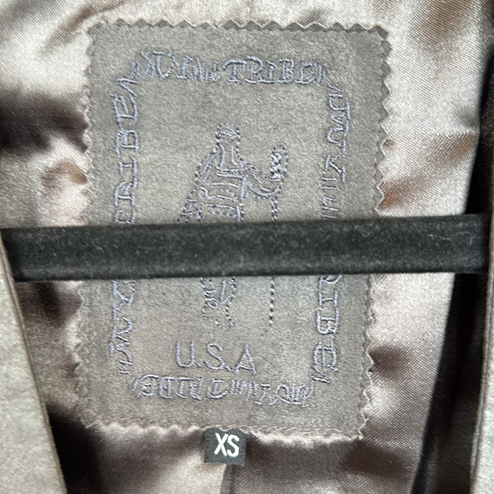 My Tribe Gray Leather Open Front Jacket Size XS - Picture 2 of 4